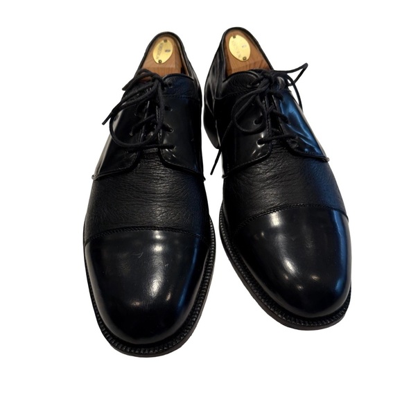 SAN REMO ITALY Men’s Black Leather Dress Cap Toe Oxfords Shoes Sz 9.5 W EUC main image 12